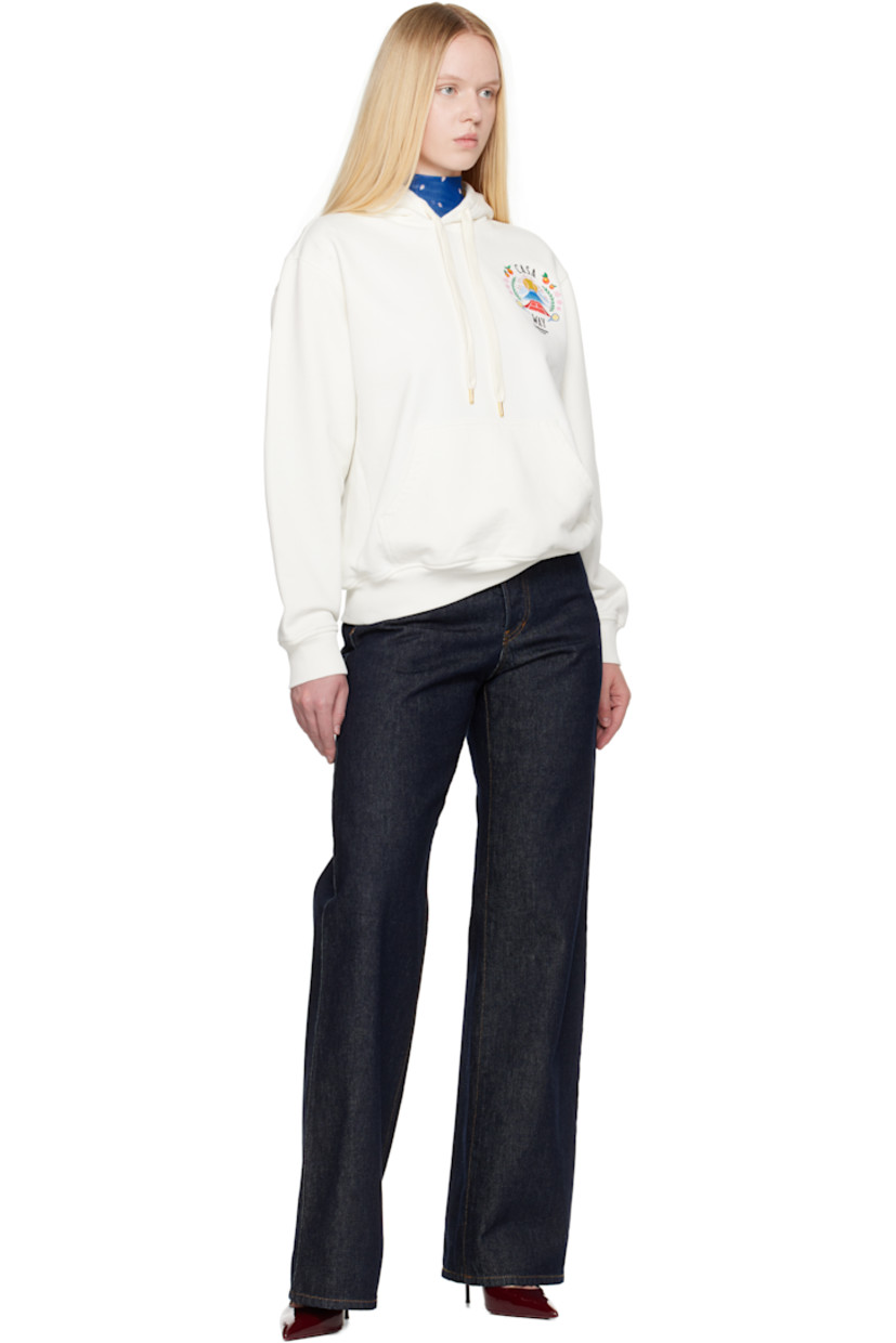 Organic cotton French terry hoodie.

· Drawstring at hood
· Logo graphic embroidered at chest
· Kangaroo pocket
· Rib-knit hem, side seams, and cuffs
· Dropped shoulders

Supplier color: White