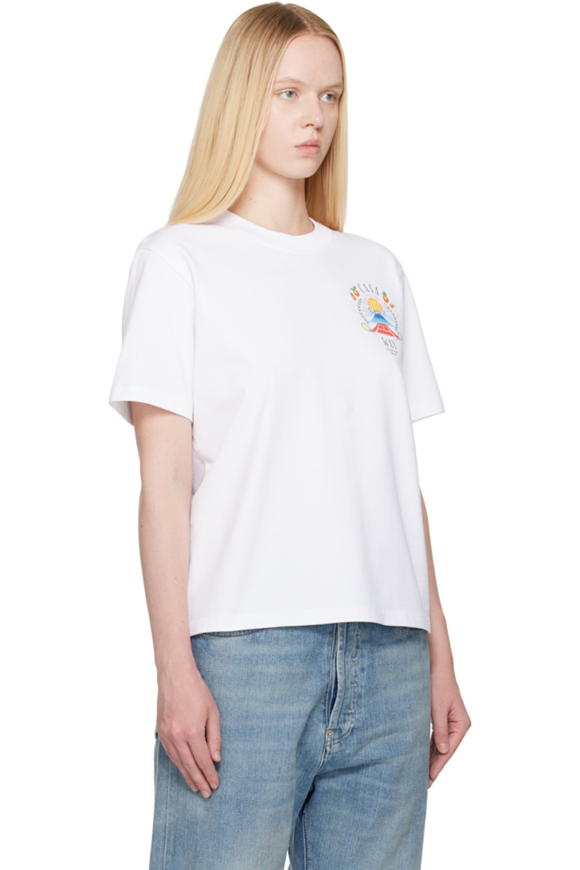 Organic cotton jersey T-shirt.

· Rib-knit crewneck
· Logo graphic printed at chest and back

Supplier color: White