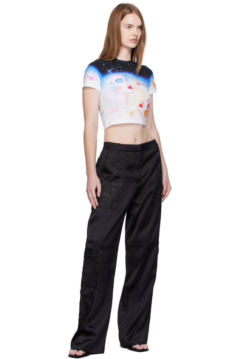 Stretch cotton jersey T-shirt.

· Graphics printed throughout
· Rib-knit crewneck
· Logo printed at chest
· Cropped hem

Supplier color: Galactic connection