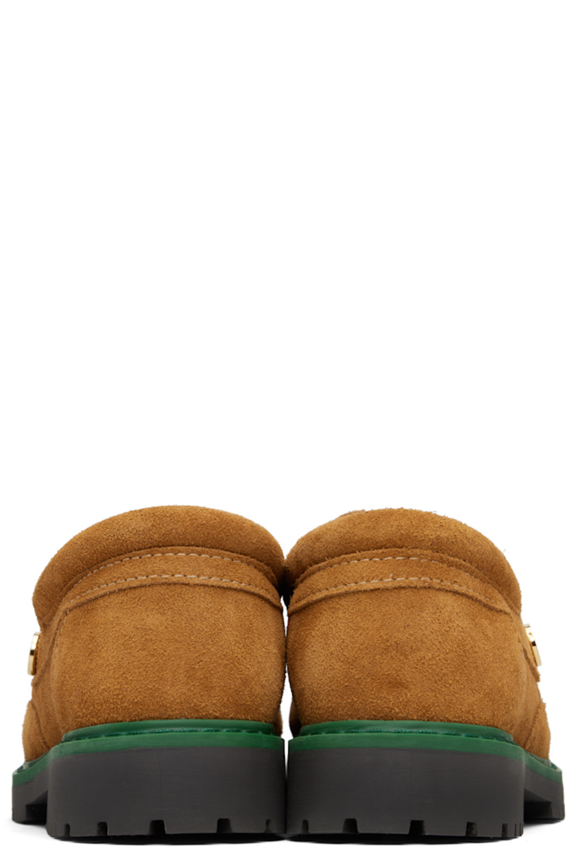 Suede derbys.
 
· Moc toe
· Lace-up closure
· Logo hardware at side
· Padded collar
· Leather lining
· Rubber welt and treaded sole
· Contrast stitching in off-white

Supplier color: Ecru