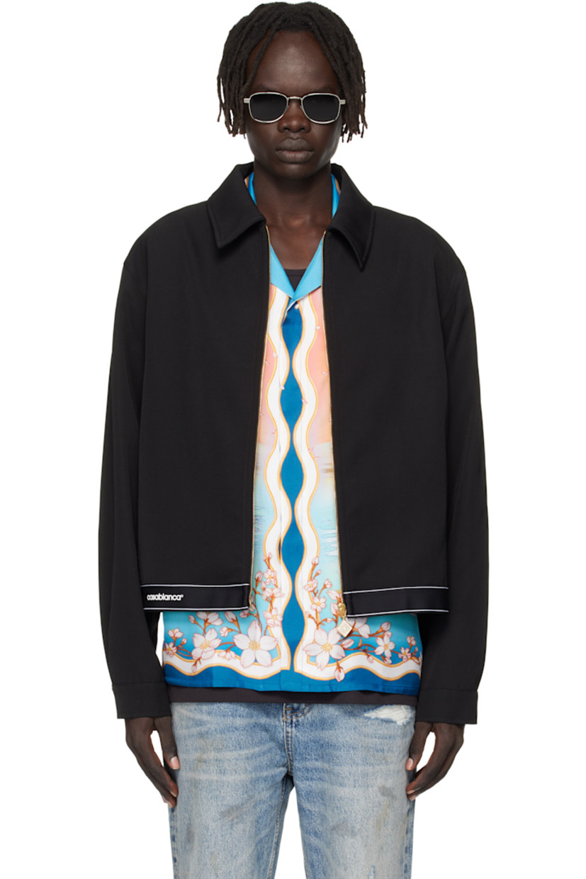 Wool twill jacket.

· Spread collar
�· Zip closure
· Seam pockets
· Logo bonded at front hem
· Elasticized hem
· Press-stud barrel cuffs
· Welt pocket at interior
· Full satin lining

Supplier color: Black