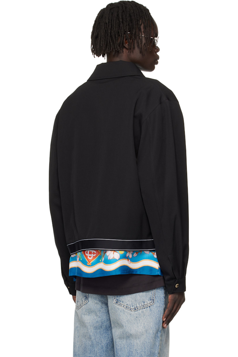 Wool twill jacket.

· Spread collar
· Zip closure
· Seam pockets
· Logo bonded at front hem
· Elasticized hem
· Press-stud barrel cuffs
· Welt pocket at interior
· Full satin lining

Supplier color: Black