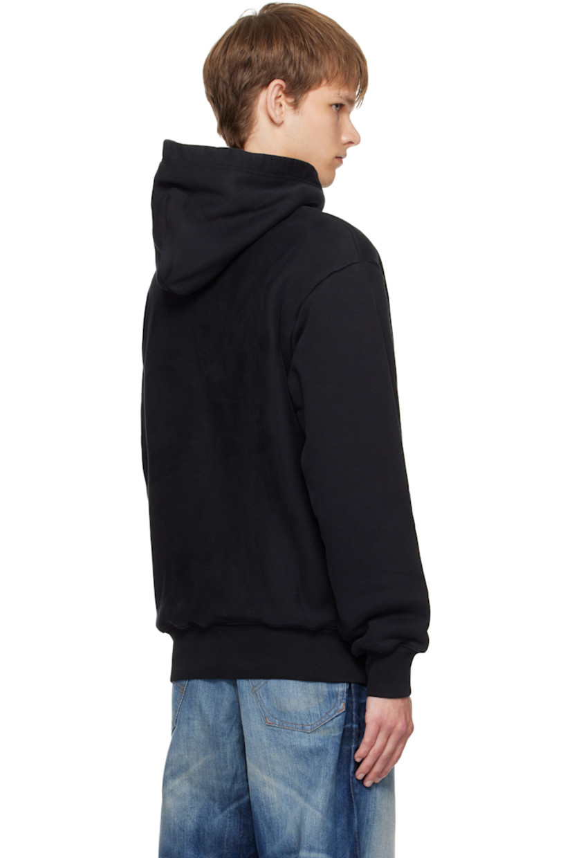 560 gsm stretch cotton French terry hoodie.

· Press-stud fastening at hood
· Logo embroidered at kangaroo pocket
· Rib-knit hem and cuffs
· Dropped shoulders

Supplier color: Black