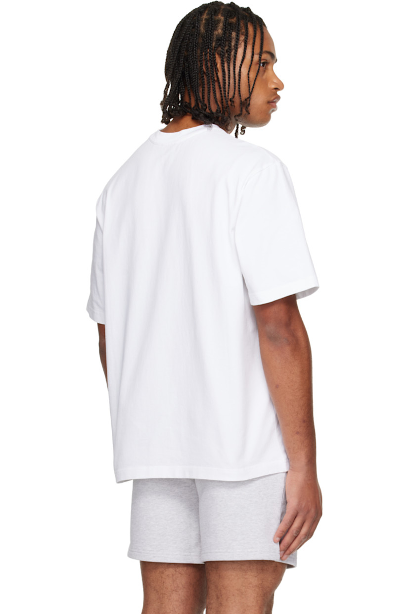 Organic cotton jersey T-shirt. 

· Rib-knit crewneck
· Logo graphic printed at chest
· Dropped shoulders

Supplier color: White
