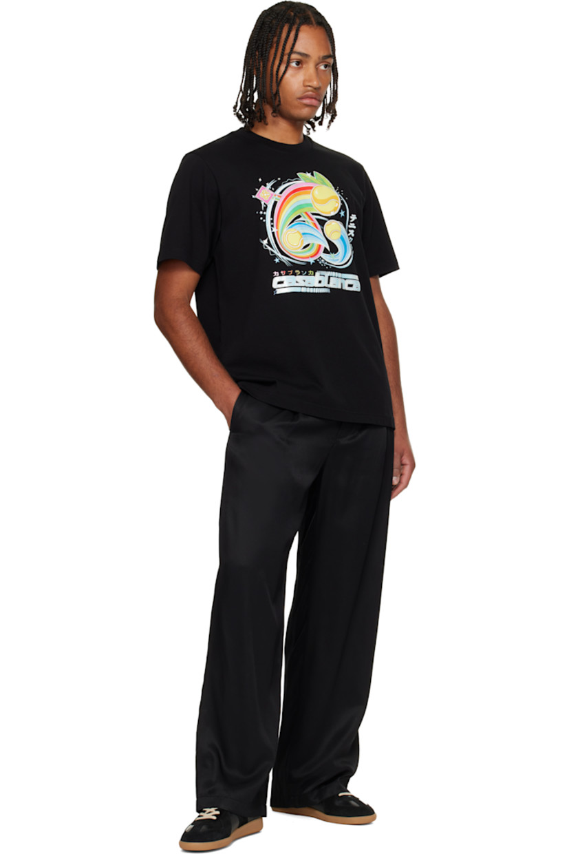 Organic cotton jersey T-shirt. 

· Rib-knit crewneck
· Logo, text, and graphics printed at front 

Supplier color: Black