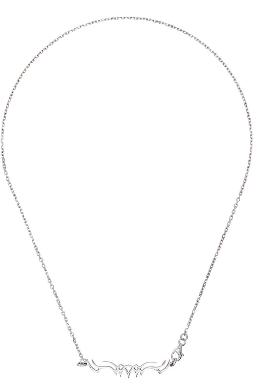 Cable chain necklace in rhodium-plated sterling silver.

· Fixed charm at lobster-clasp fastening 
· L18"

Supplier color: Rhodium vermeil