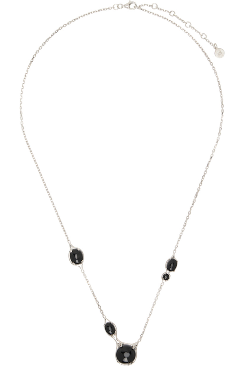 Cable chain necklace in rhodium-plated sterling silver

· Prong-set black onyx stones
· Logo disc at adjustable lobster-clasp fastening 
· L21"

Supplier color: Rhodium vermeil