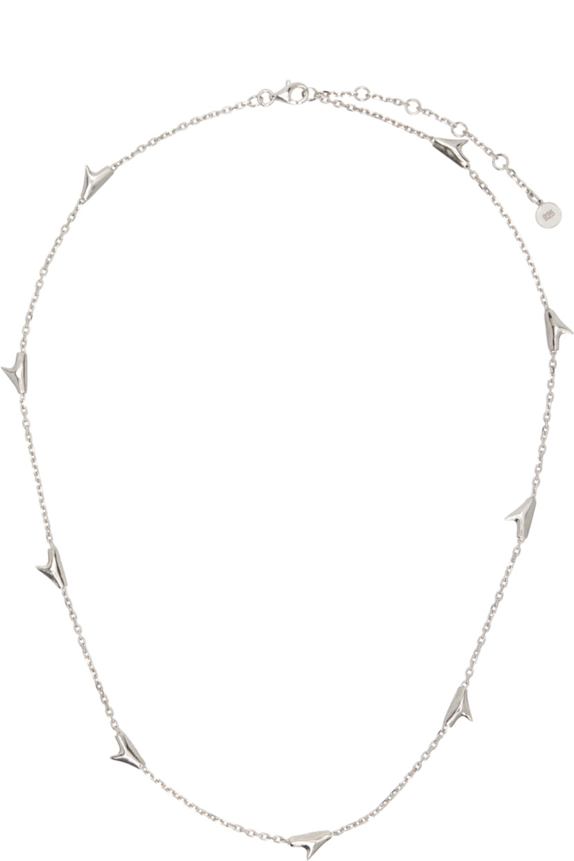 Cable chain necklace in rhodium-plated sterling silver. 

· Charms throughout 
· Logo disc at adjustable lobster-clasp fastening 
· L20"

Supplier color: Rhodium vermeil