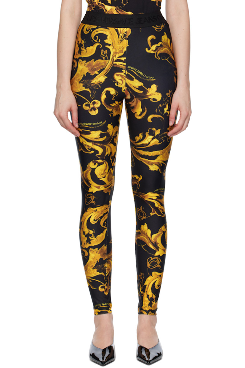 Stretch polyester jersey leggings.

· Barocco pattern printed throughout
· Logo-woven elasticized waistband

Supplier color: Black/Gold
