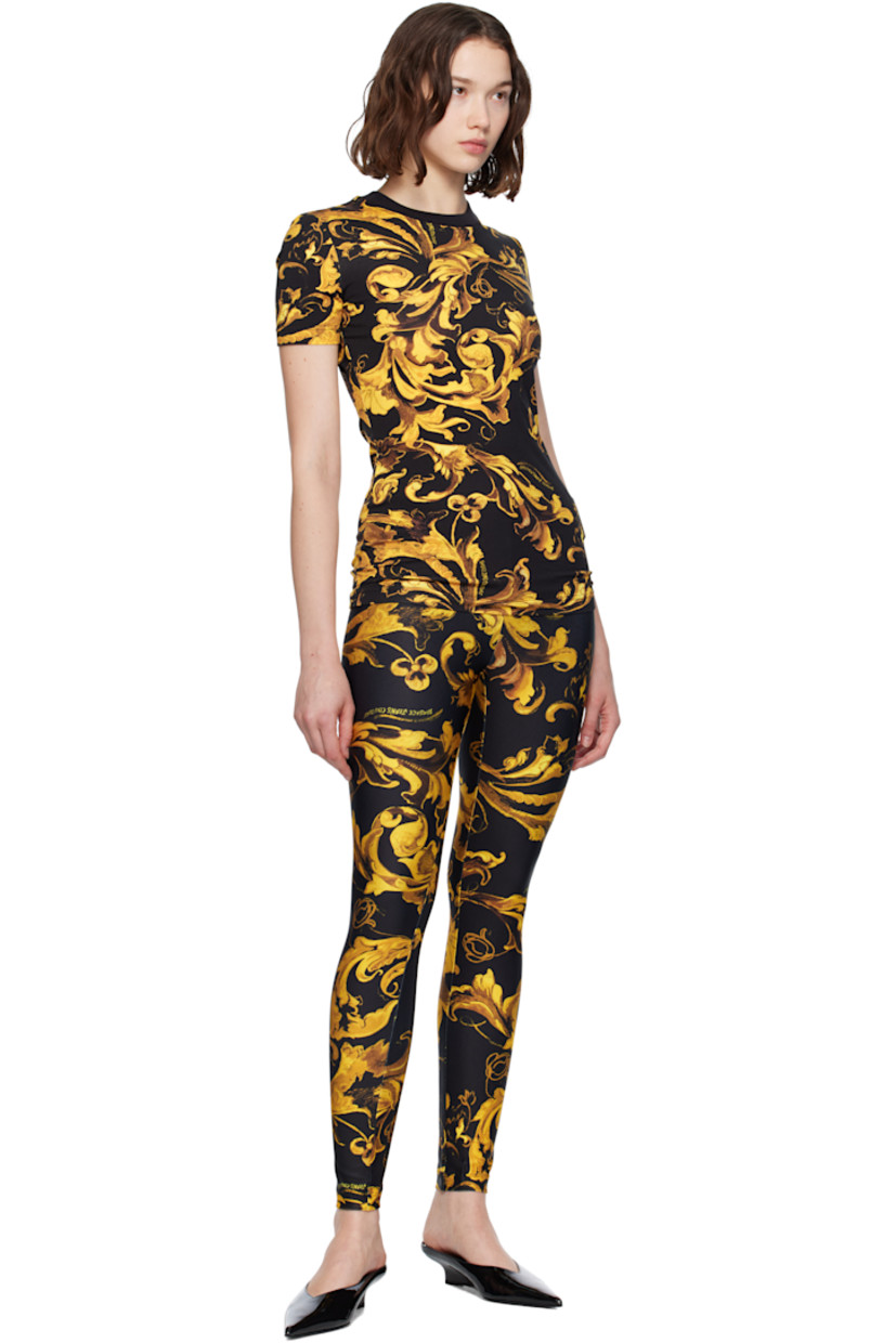 Stretch polyester jersey leggings.

· Barocco pattern printed throughout
· Logo-woven elasticized waistband

Supplier color: Black/Gold