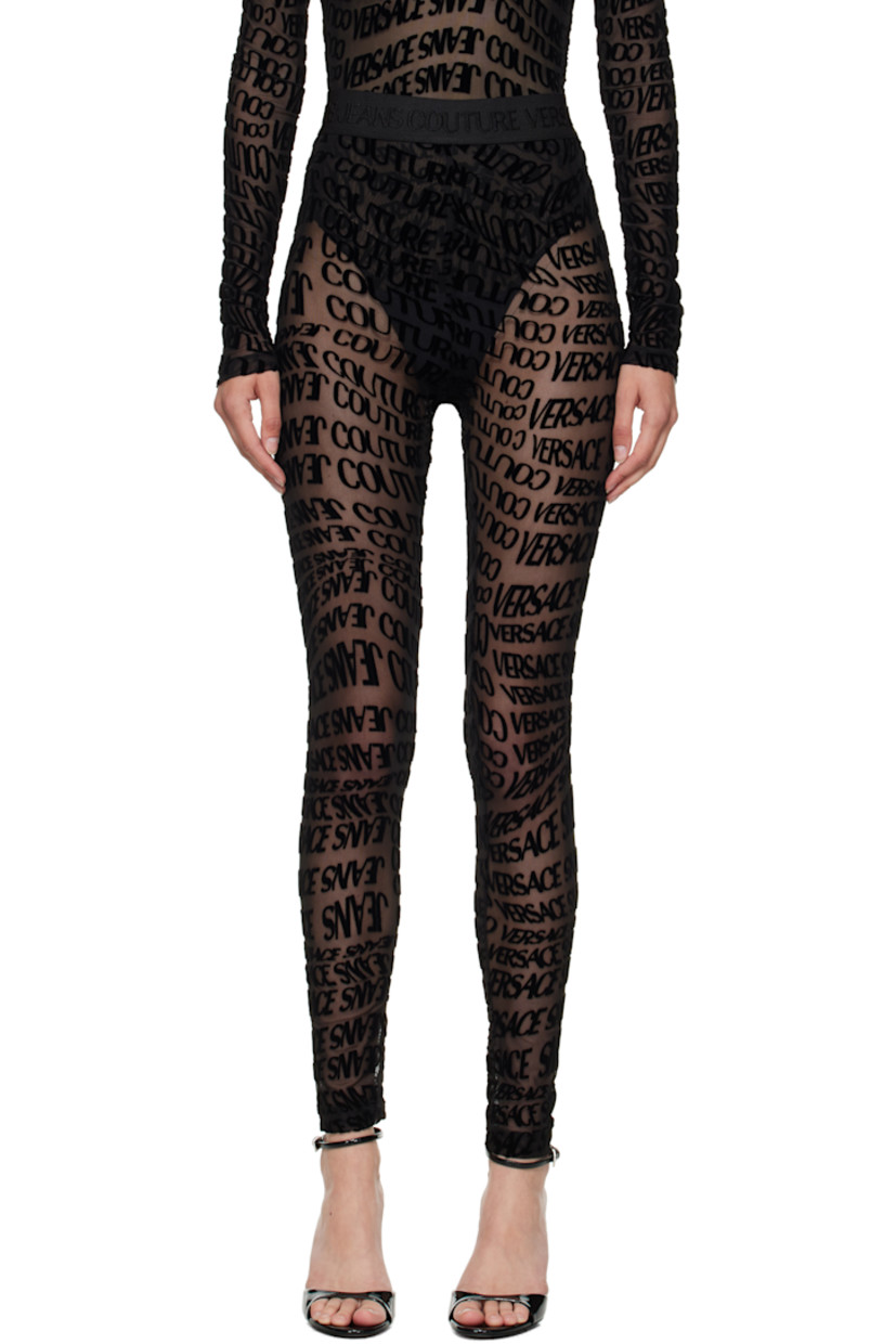 Sheer stretch mesh leggings.

· Logo pattern flocked throughout
· Logo-woven elasticized waistband

Supplier color: Black