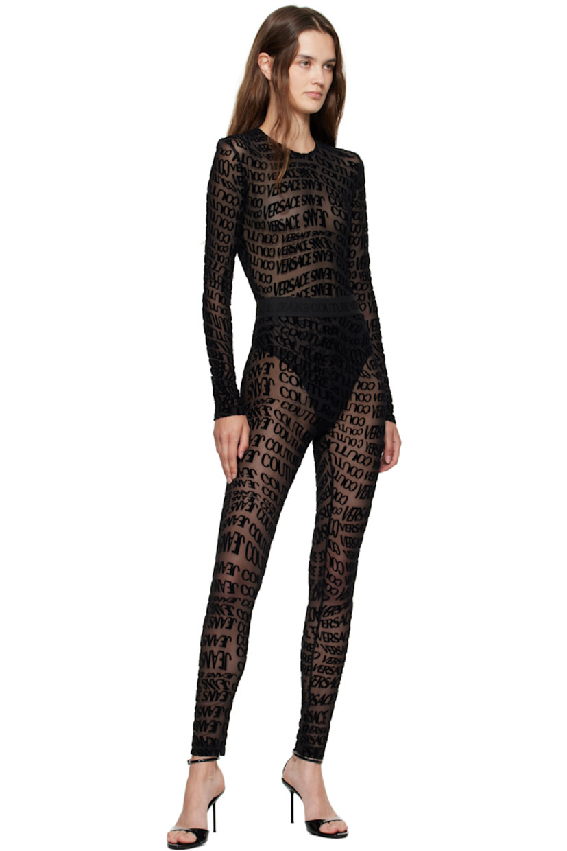 Sheer stretch mesh leggings.

· Logo pattern flocked throughout
· Logo-woven elasticized waistband

Supplier color: Black