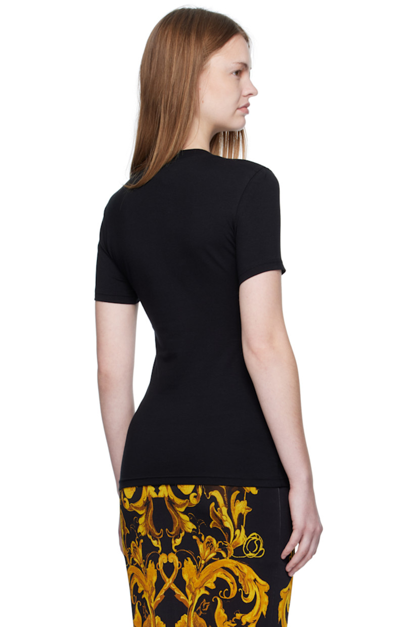 Stretch cotton jersey T-shirt.

· Rib-knit crewneck
· Printed logo graphic with crystal-cut accents at front

Supplier color: Black/Gold
