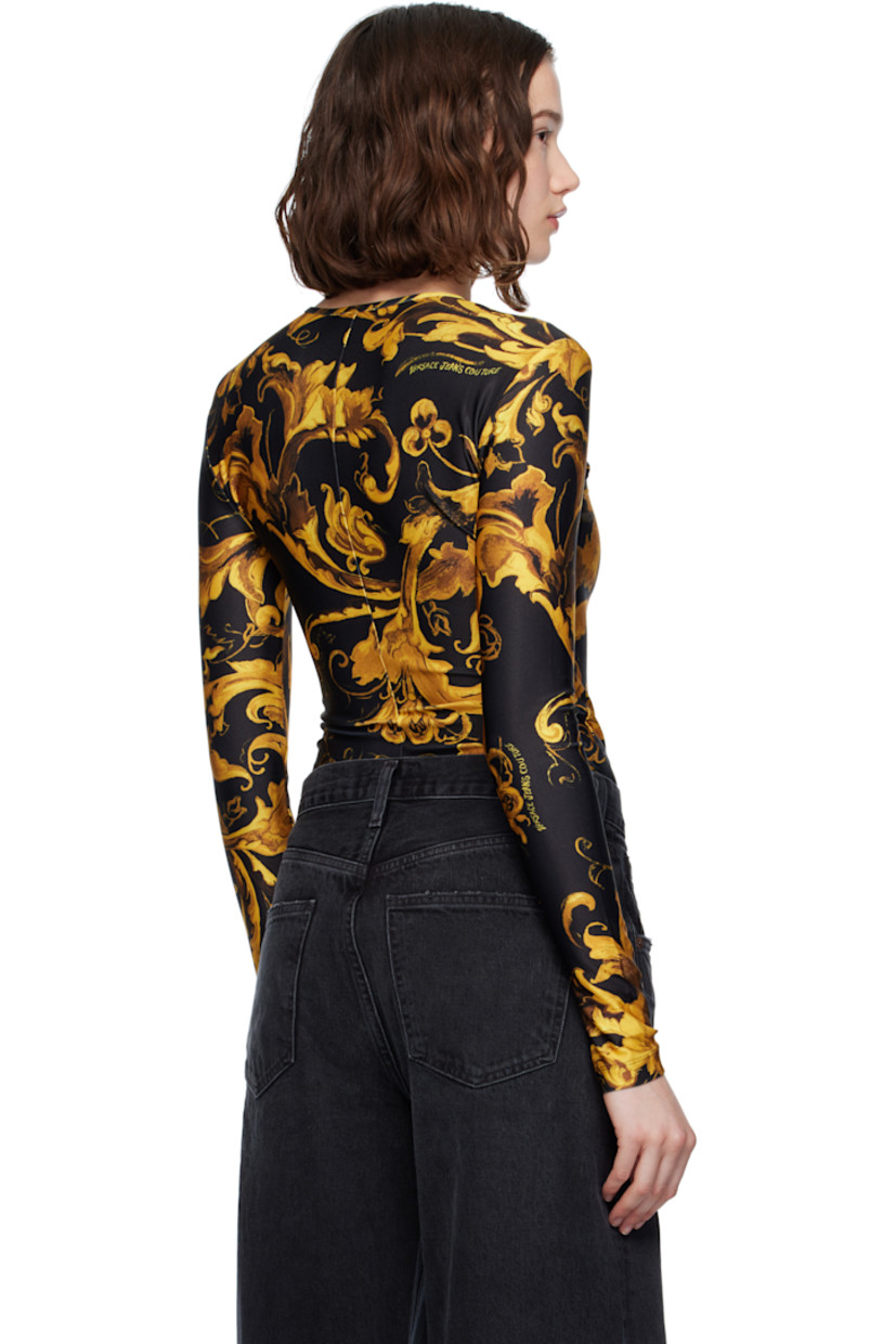 Stretch polyester jersey bodysuit. Barocco pattern printed throughout.

· Crewneck
· Adjustable press-stud fastening at bottom

Supplier color: Black