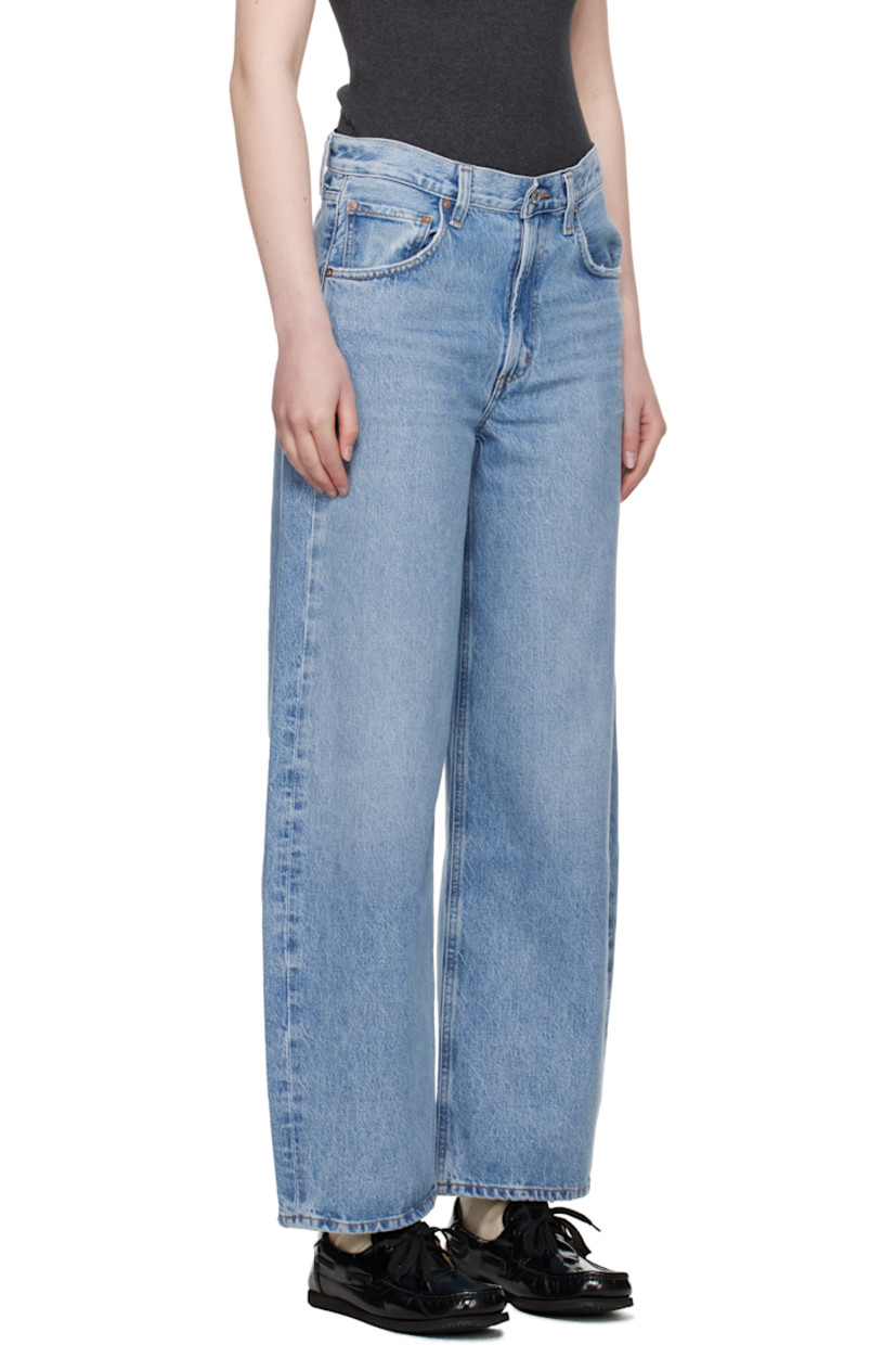 Non-stretch regenerative cotton-blend denim jeans. Fading, whiskering, and subtle distressing throughout. 

· Tapered
· Mid-rise 
· Belt loops
· Five-pocket styling
· Zip fly
· Curved outseams
· Logo-engraved silver- and bronze-tone hardware
· Contrast stitching in tan

Supplier color: Fairway