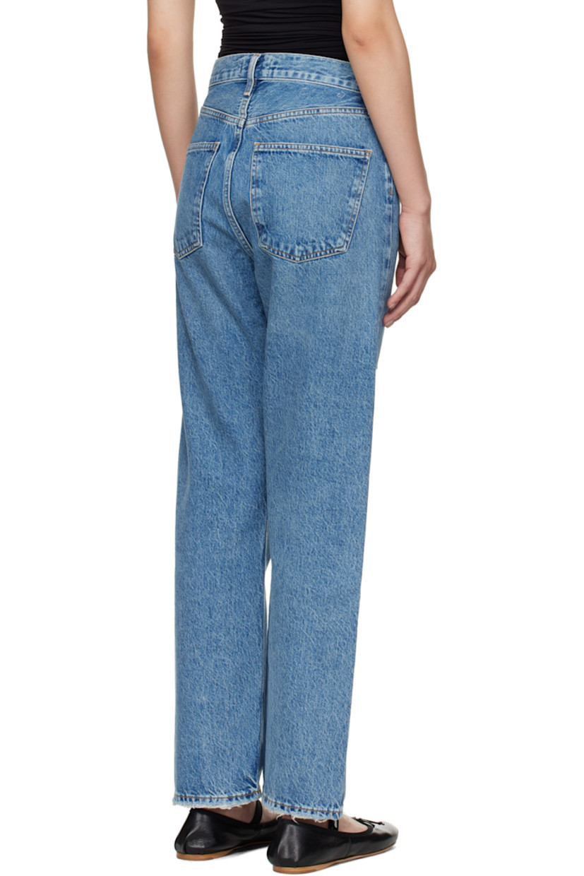 Non-stretch regenerative cotton denim jeans. Fading, whiskering, and distressing throughout.

· Loose-fit, straight-leg
· Mid-rise
· Belt loops
· Five-pocket styling
· Button fly
· Logo-engraved silver-tone hardware
· Contrast stitching in tan

Supplier color: Shrine