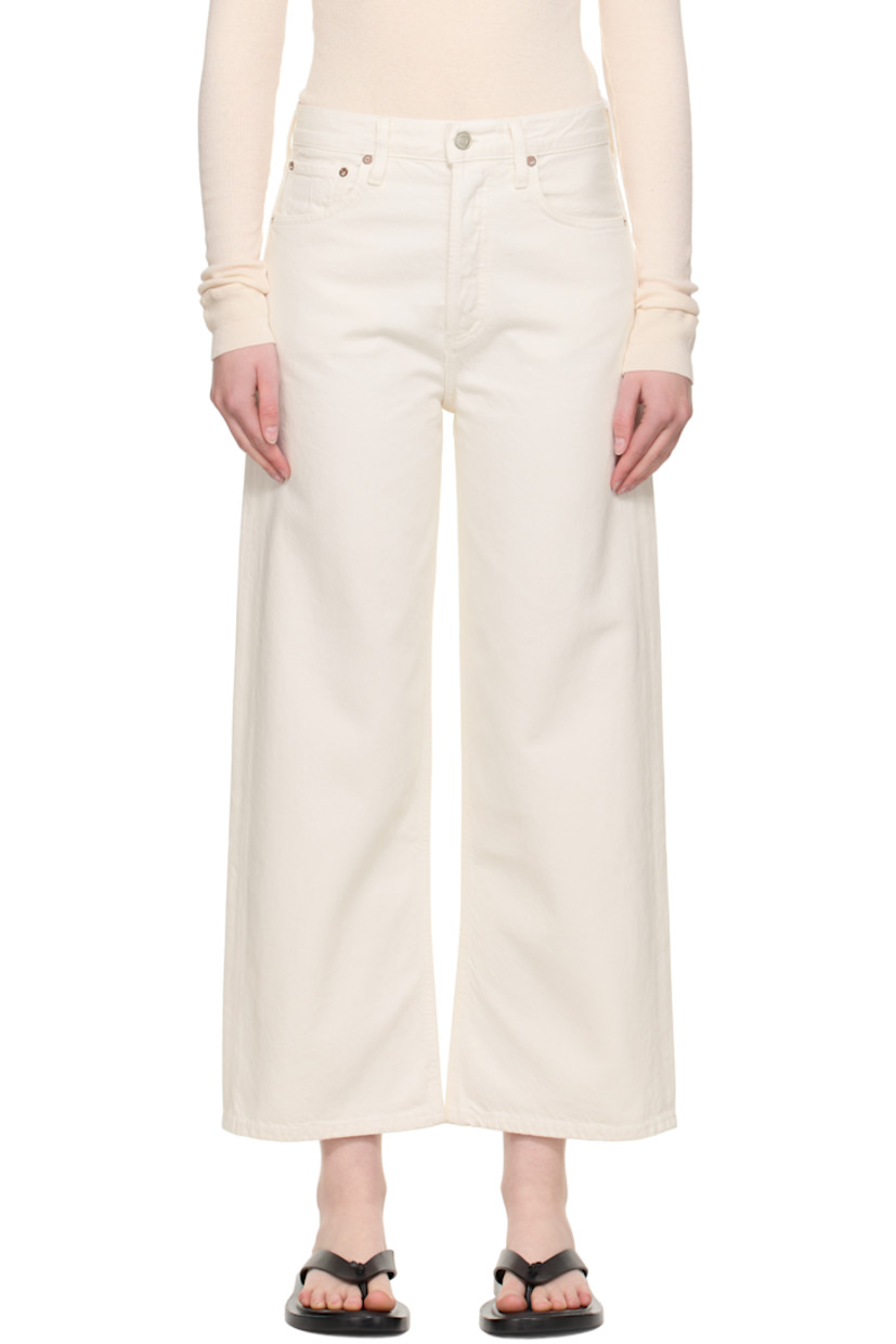 Non-stretch regenerative cotton denim jeans. 

· The Integrity Grown™-certified 
· Wide-leg
· High-rise 
· Belt loops
· Five-pocket styling
· Button fly 
· Cropped leg
· Logo-engraved silver- and bronze-tone hardware

Supplier color: Fortune cookie