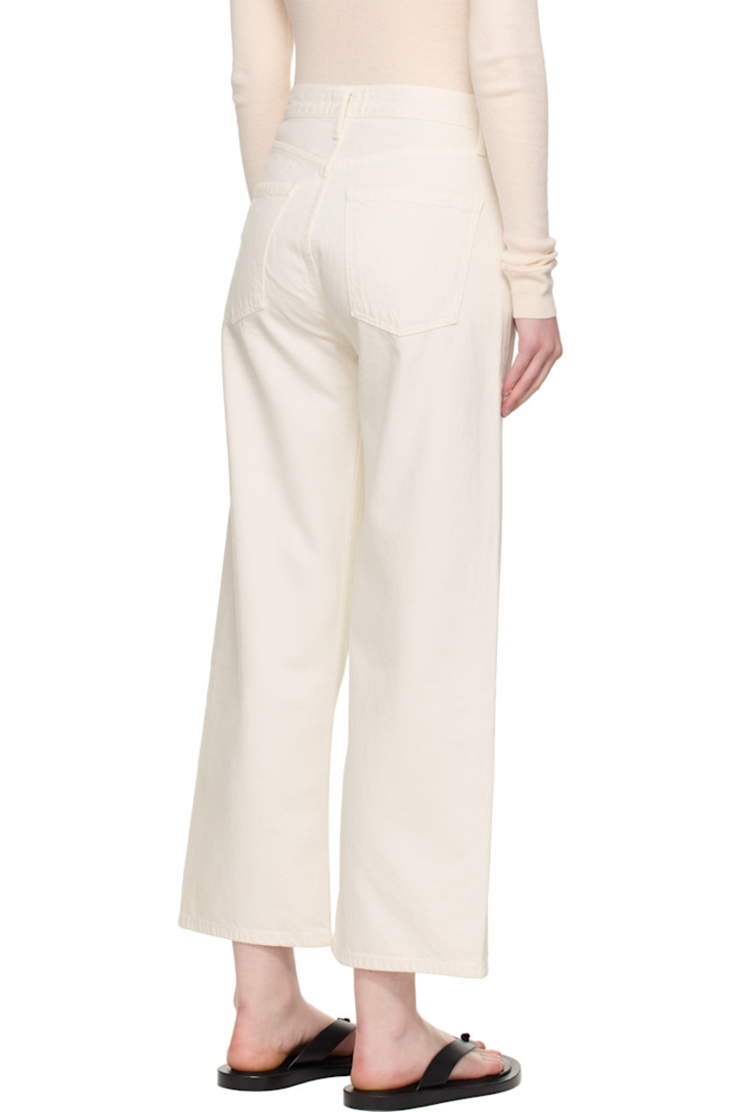 Non-stretch regenerative cotton denim jeans. 

· The Integrity Grown™-certified 
· Wide-leg
· High-rise 
· Belt loops
· Five-pocket styling
· Button fly 
· Cropped leg
· Logo-engraved silver- and bronze-tone hardware

Supplier color: Fortune cookie