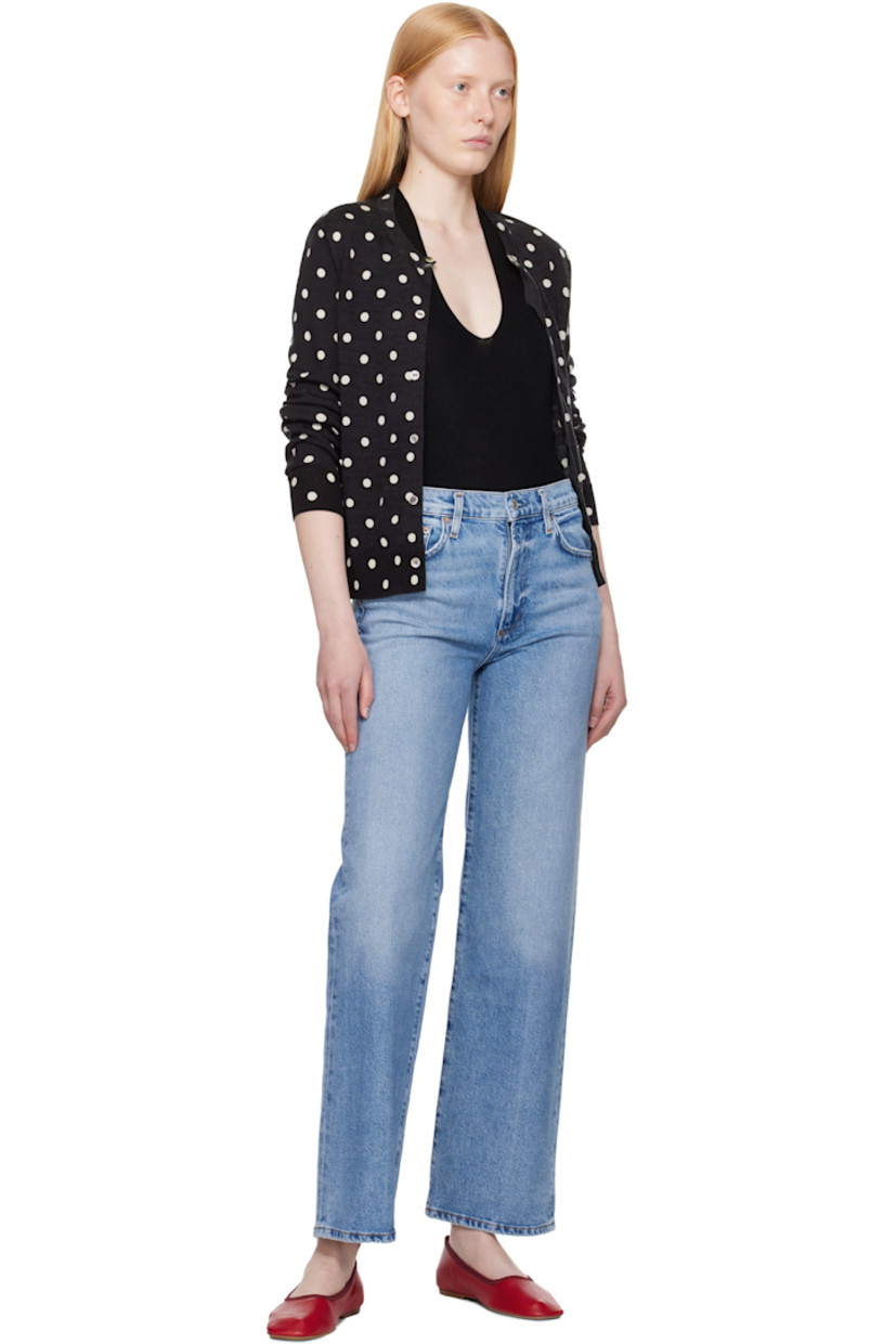 LYCRA® EcoMade stretch regenerative cotton denim jeans. Fading, whiskering, and subtle distressing throughout. 

· Straight-leg 
· Mid-rise
· Belt loops
· Five-pocket styling
· Zip fly
· Logo-engraved silver- and bronze-tone hardware
· Contrast stitching in tan

Supplier color: Forum