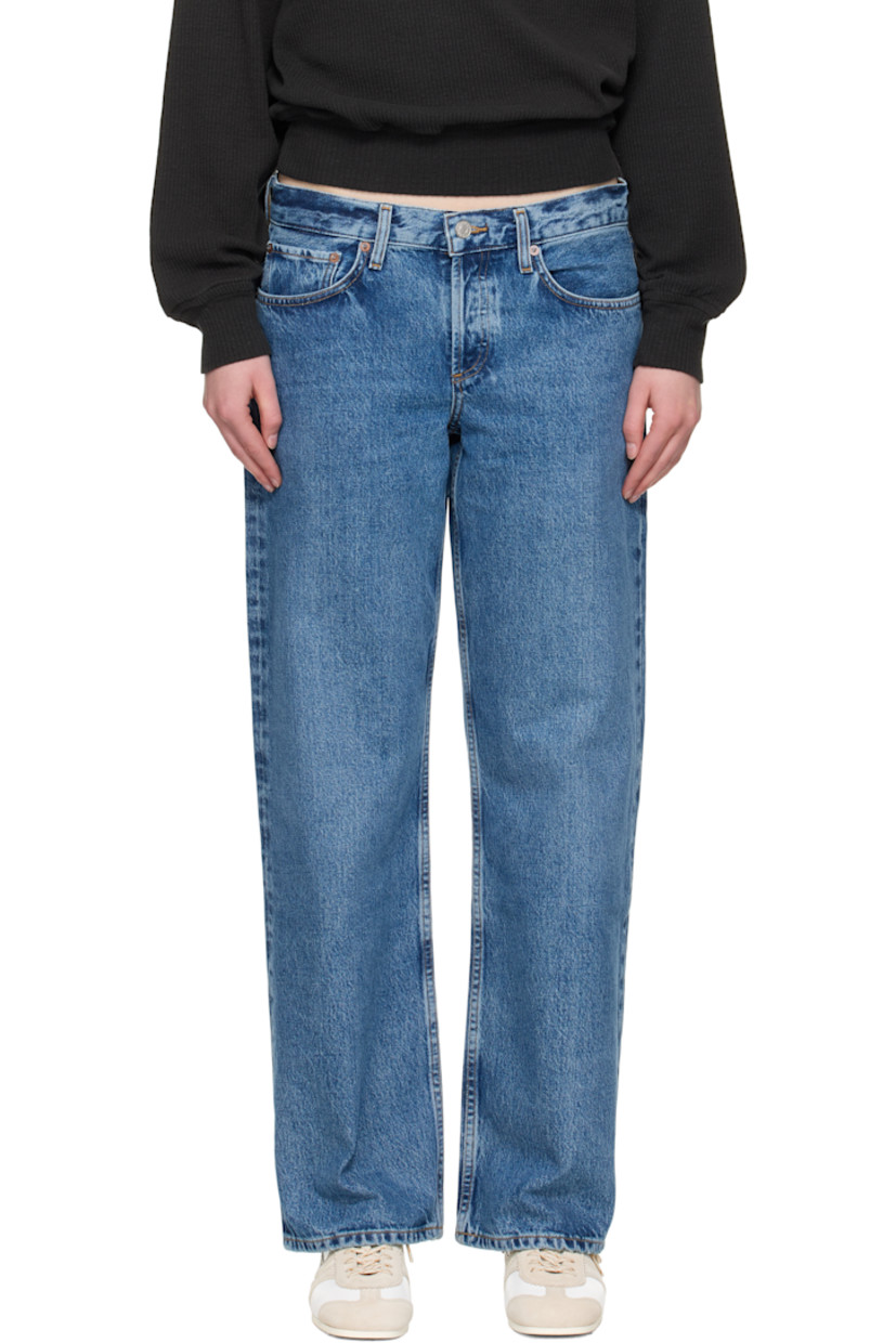Non-stretch regenerative cotton denim jeans. Fading and whiskering throughout.

· The Integrity Grown™-certified 
· Straight-leg and loose-fit 
· Low-rise 
· Belt loops
· Five-pocket styling
· Button fly 
· Logo-engraved silver- and bronze-tone hardware
· Contrast stitching in tan 

Supplier color: Charge
