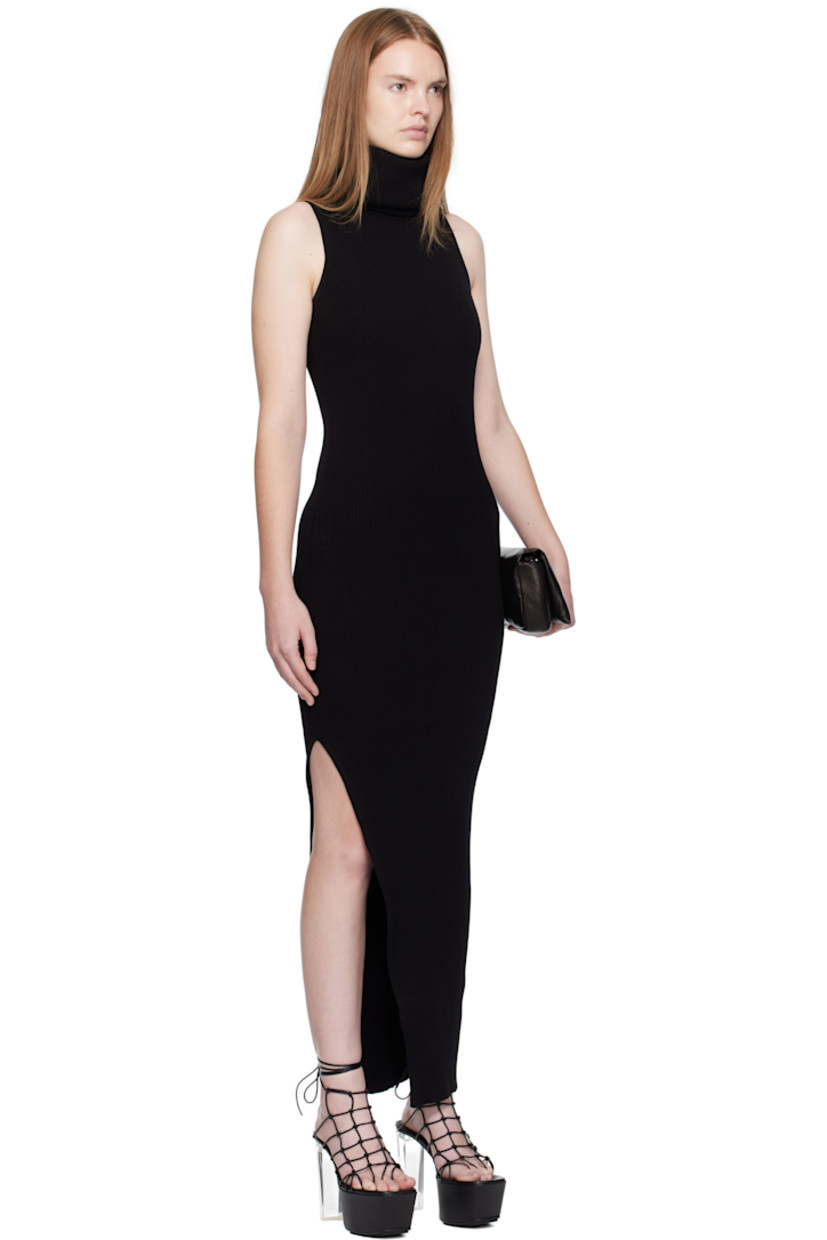 Rib-knit viscose-blend maxi dress.

· Turtleneck
· Slit at side seam
· Central garter-stitched stripe at back

Supplier color: Black