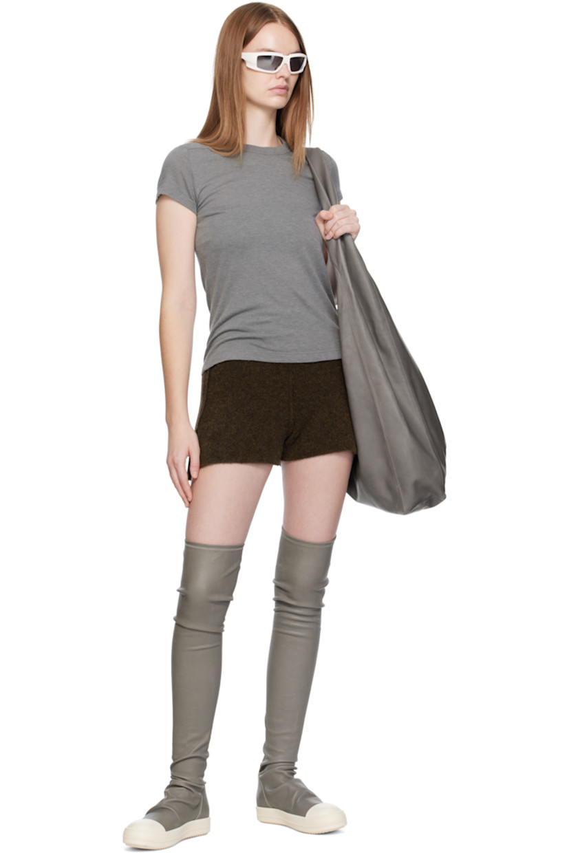 Nylon- and viscose-blend jersey T-shirt.

· Rib-knit crewneck
· Cropped hem
· Offset seam at shoulders
· Central seam at back

Supplier color: Washed indigo