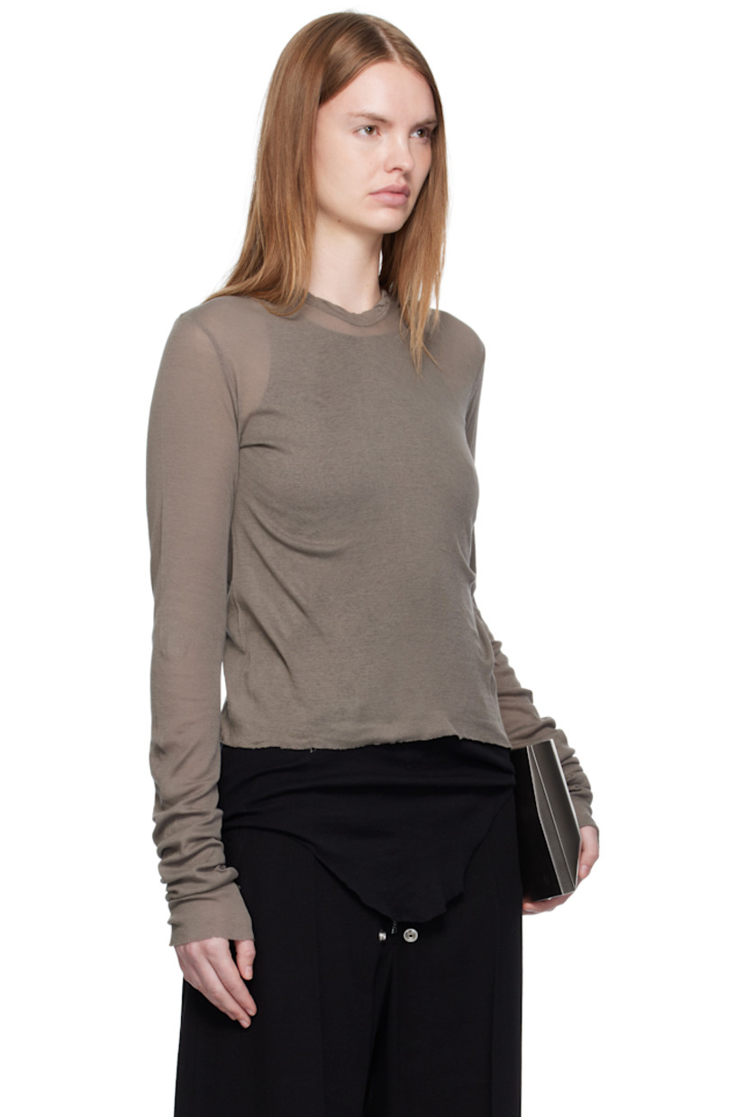 Semi-sheer organic cotton jersey hoodie. 

· Cropped hem
· Raw edge at hem and cuffs
· Central seam at back

Supplier color: Dust