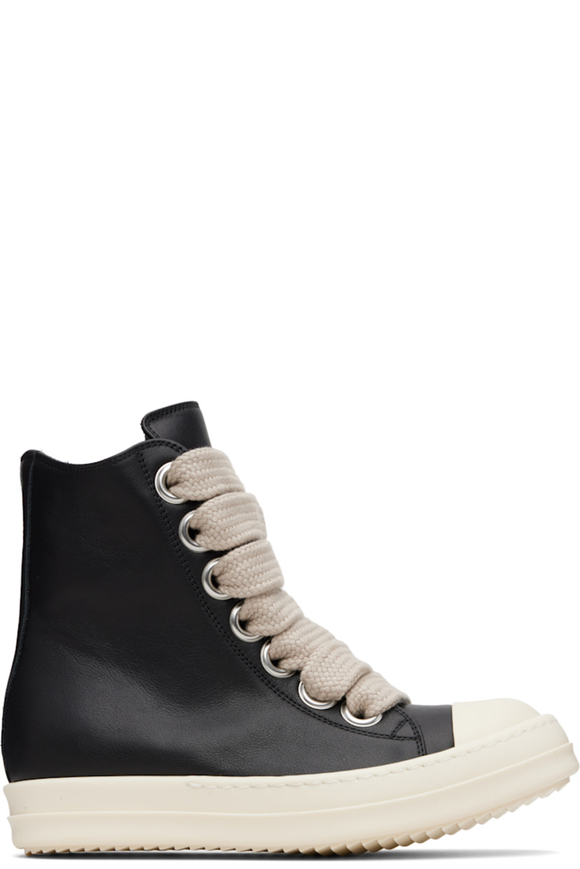 High-top buffed leather sneakers.

· LWG-certified leather
· Calfskin cap toe
· Lace-up closure
· Zip closure and metal eyelets at inner side
· Treaded rubber sole

Supplier color: Black/Milk/Milk