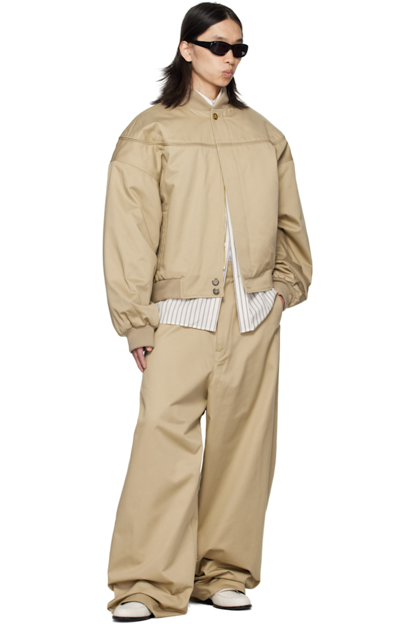 Cotton-blend gabardine trousers.

· Belt loops
· Four-pocket styling
· Zip fly 
· Loop at front waist

Supplier color: Travertine