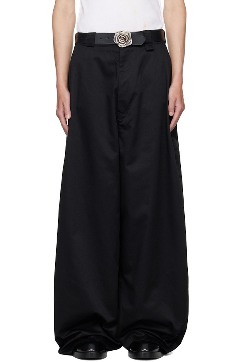 Wide-leg cotton-blend twill trousers.

· High-rise
· Belt loops
· Four-pocket styling
· Zip fly
· Dropped inseam

Supplier color: Black