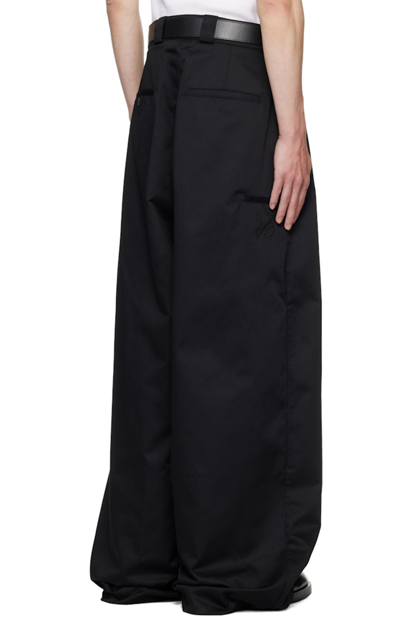 Wide-leg cotton-blend twill trousers.

· High-rise
· Belt loops
· Four-pocket styling
· Zip fly
· Dropped inseam

Supplier color: Black