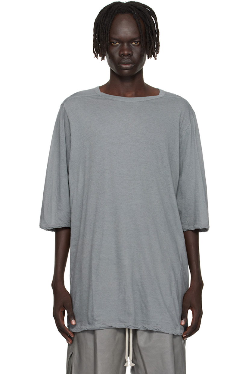 Semi-sheer organic cotton jersey T-shirt.

· Oversized
· GOTS-certified organic cotton
· Rib-knit crewneck
· Twisted side seams
· Offset seam at shoulders

Supplier color: Washed indigo