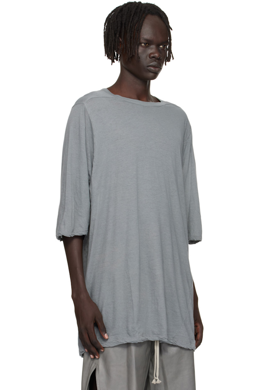 Semi-sheer organic cotton jersey T-shirt.

· Oversized
· GOTS-certified organic cotton
· Rib-knit crewneck
· Twisted side seams
· Offset seam at shoulders

Supplier color: Washed indigo