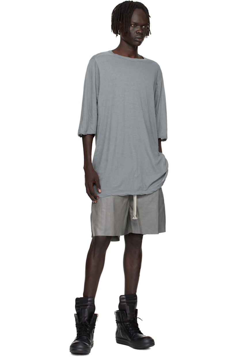 Semi-sheer organic cotton jersey T-shirt.

· Oversized
· GOTS-certified organic cotton
· Rib-knit crewneck
· Twisted side seams
· Offset seam at shoulders

Supplier color: Washed indigo