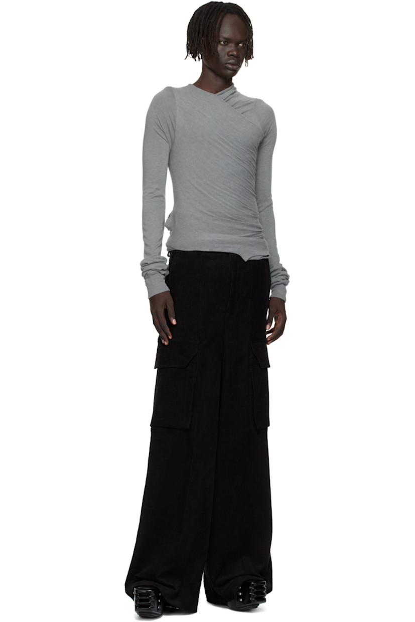 Nylon- and viscose-blend jersey T-shirt.

· FSC®- and RWS-certified
· Layered construction
· Draping throughout
· Crisscrossing V-neck
· Rib-knit cutouts at front
· Rib-knit cuffs
· Offset seam at back

Supplier color: Washed indigo