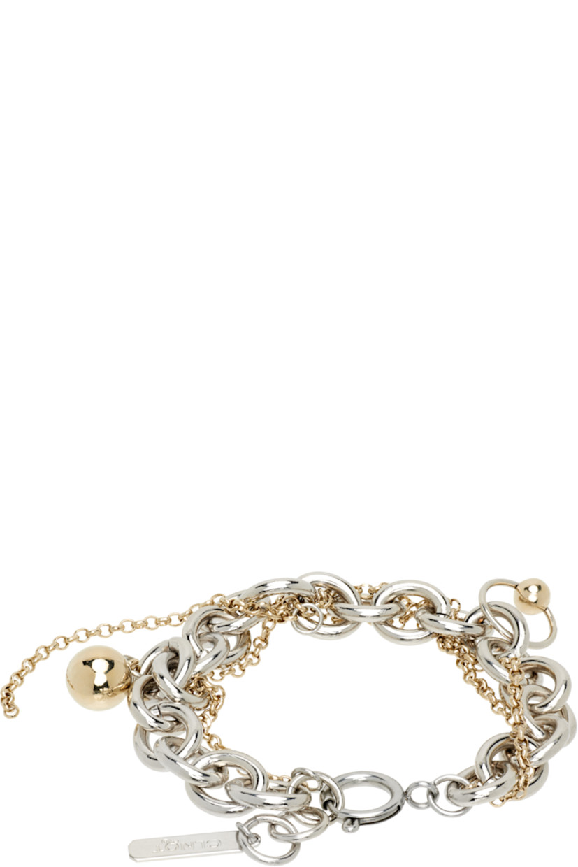 Handcrafted tiered cable chain and rolo chain bracelet in 24k gold- and palladium-plated brass.

· Charms at length
· Logo plaque at adjustable spring-ring fastening 
· L7.5"

Available exclusively at SSENSE.

Supplier color: Palladium