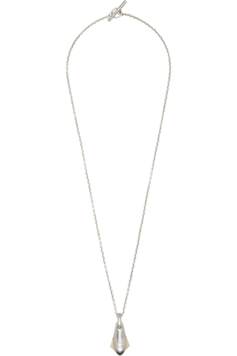 Handcrafted cable chain necklace in sterling silver. 

· Graphic pendant at drop 
· Logo and hallmarking at toggle fastening 
· L29"

Supplier color: Dirty sterling
