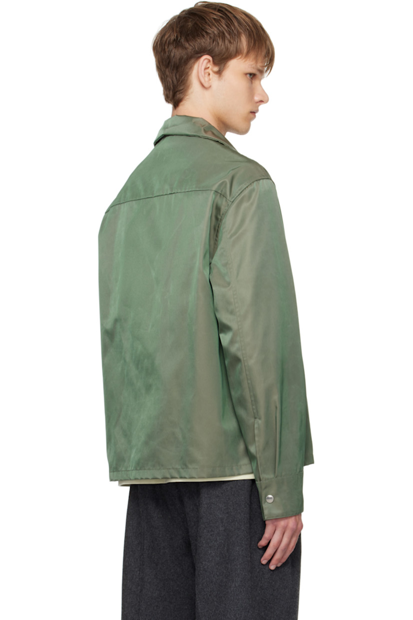 Nylon twill jacket.

· Spread collar
· Zip closure
· Seam pockets at waist
· Press-stud barrel cuffs

Supplier color: Celadon