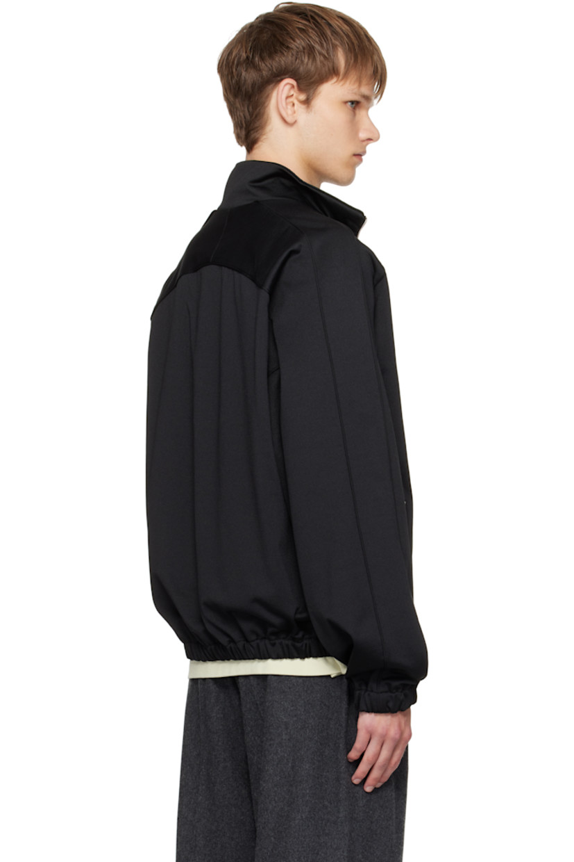 Cotton-blend bonded jersey sweatshirt.

· Stand collar
· Zip closure
· Zip pockets at front
· Elasticized hem and cuffs
· Piping at saddle shoulders
· Full satin lining

Supplier color: Black