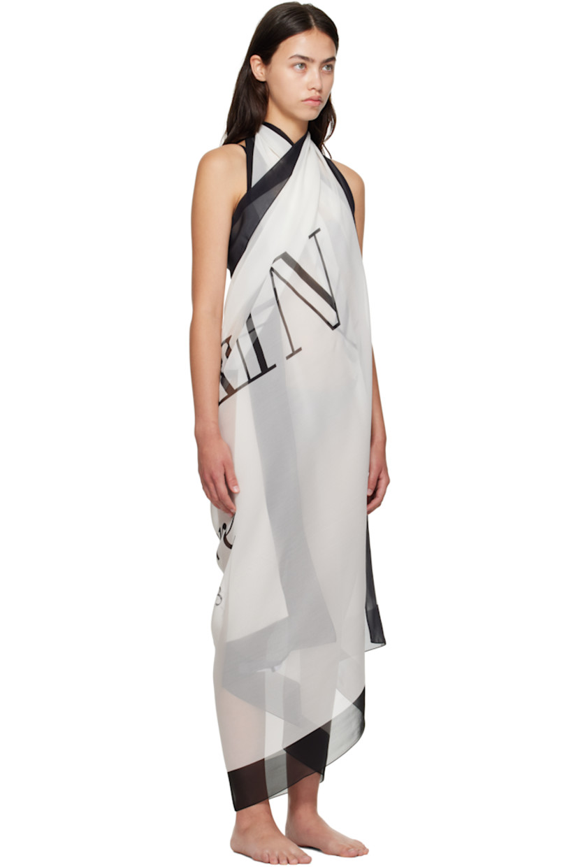 Sheer silk crêpe cover-up dress. 

· Logo pattern printed throughout
· Self-tie halter neck

Supplier color: White/Black