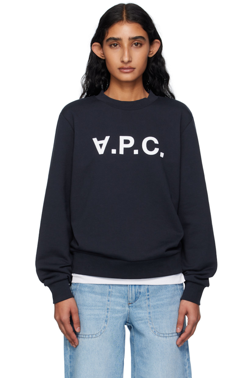 Stretch GOTS-certified organic cotton French terry sweatshirt.

· Rib-knit crewneck, hem, and cuffs
· Logo flocked at chest

Supplier color: Dark navy blue
