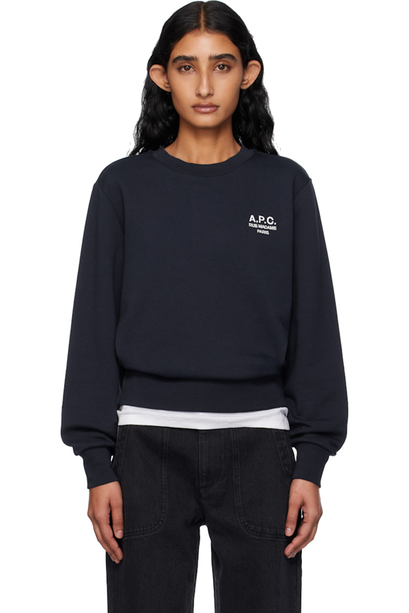 Stretch GOTS-certified organic cotton French terry sweatshirt.

· Rib-knit crewneck, hem, and cuffs
· Logo embroidered at chest

Supplier color: Dark navy/Ecru