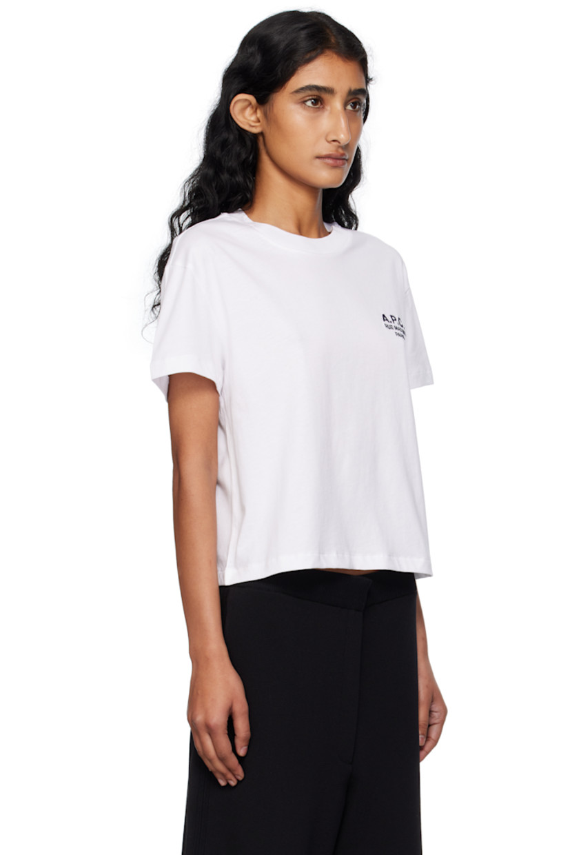 Heavyweight organic cotton jersey T-shirt.

· GOTS-certified cotton
· Rib-knit crewneck
· Logo embroidered at chest
· Cropped hem

Supplier color: Blanc/Dark navy