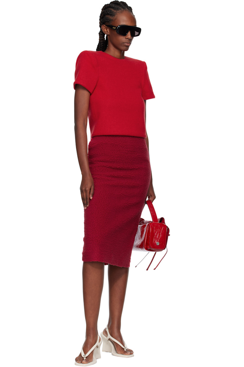 Knit extra superfine wool- and cashmere-blend T-shirt.

· Round neck
· Zip vent at side seam
· Padded shoulders
· Zip closure at back
· Jersey lining

Supplier color: Rd
