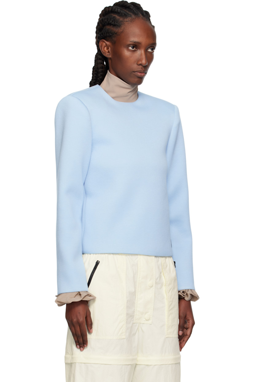 Jersey top.

· Round neck
· Logo patch at front hem
· Zip vent at side seam
· Padded shoulders
· Zip closure at back
· Full satin lining

Supplier color: Lbl