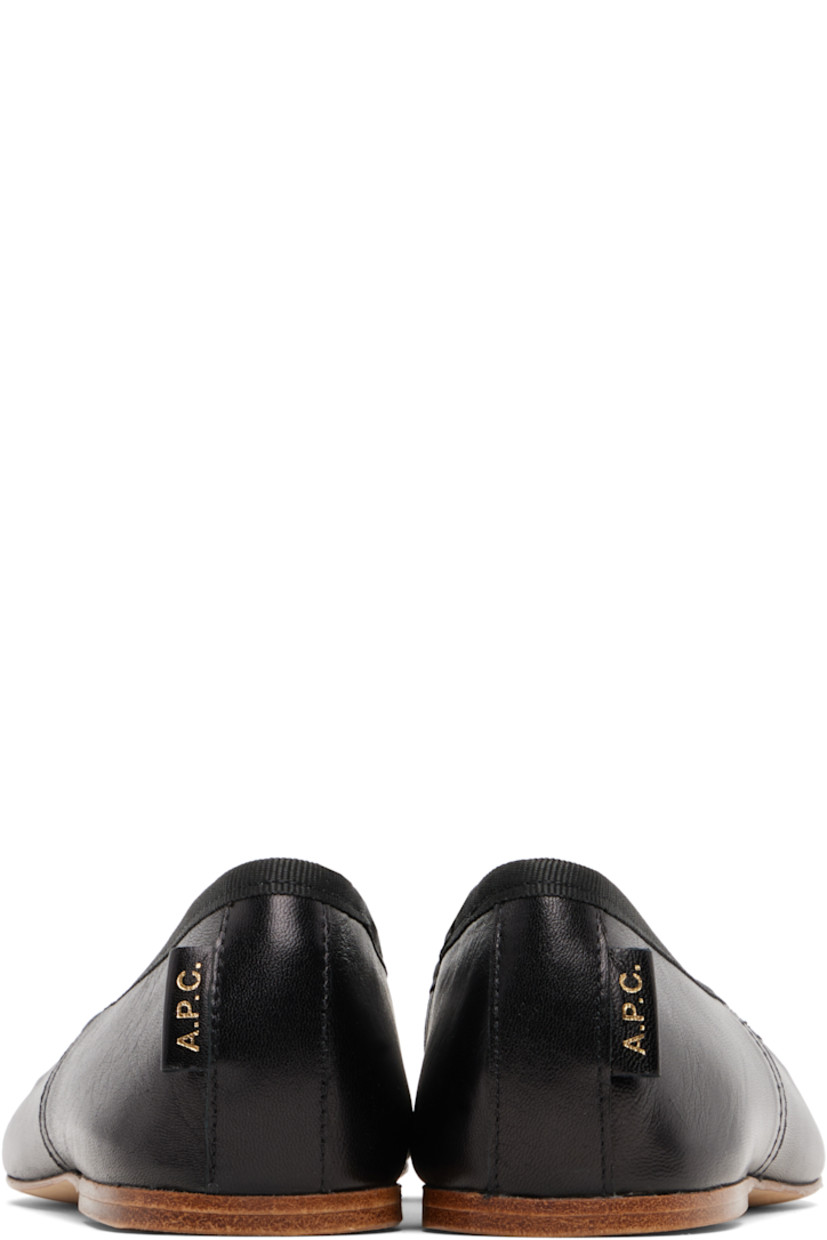 Buffed sheepskin ballerina flats.

· Elasticized strap at vamp
· Grosgrain trim at collar
· Topstitching at sides
· Leather logo flag at heel counter
· Twill lining
· Leather sole

Supplier color: Black