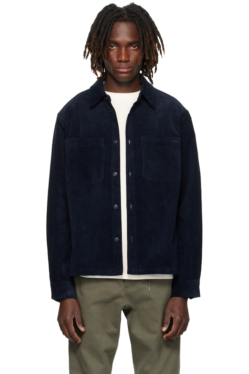 Cotton corduroy overshirt.

· Spread collar
· Button closure
· Patch pockets and embroidered logo at chest
· Buttoned barrel cuffs

Supplier color: Dark navy