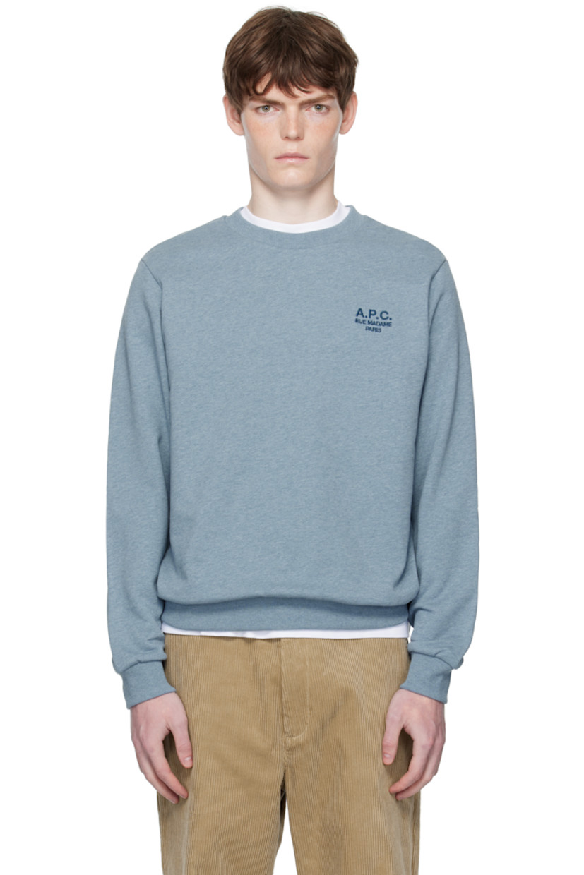 Stretch organic cotton French terry sweatshirt.

· GOTS-certified organic cotton
· Rib-knit crewneck, hem, and cuffs
· Logo embroidered at chest

Supplier color: Bleu gris chine/Bleu