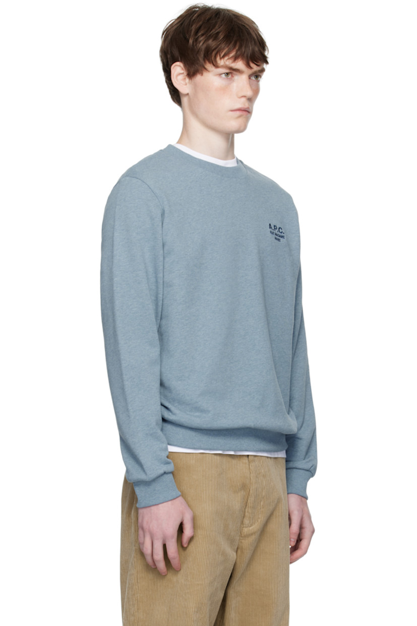 Stretch organic cotton French terry sweatshirt.

· GOTS-certified organic cotton
· Rib-knit crewneck, hem, and cuffs
· Logo embroidered at chest

Supplier color: Bleu gris chine/Bleu