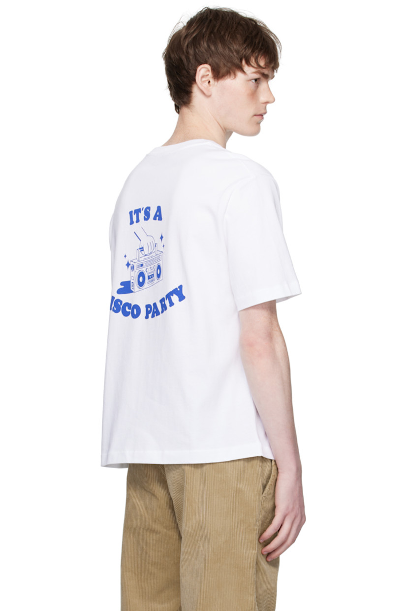 Organic cotton jersey T-shirt.

· GOTS-certified organic cotton
· Oversized
· Rib-knit crewneck
· Logo and graphic printed at chest
· Text and graphic printed at back

Supplier color: White